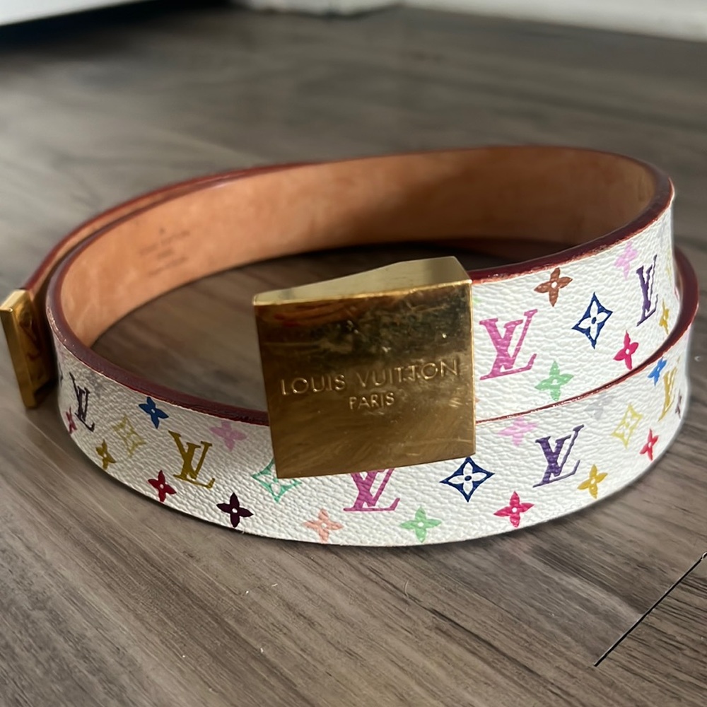 Louis Vuitton white multicolored belt